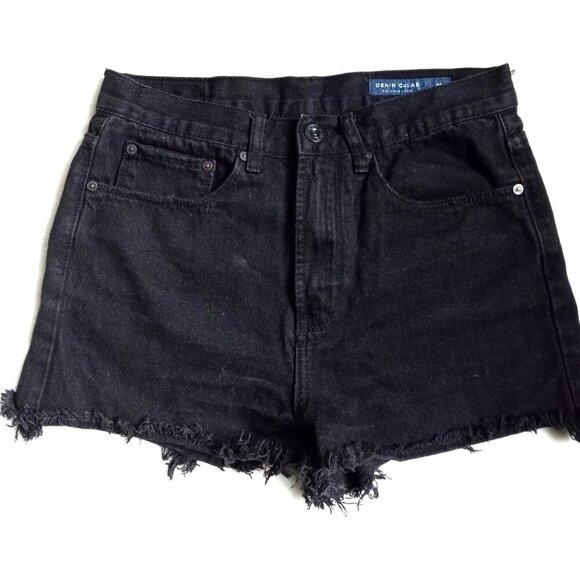Super cute and distressed black Denim CoLab Jean shorts. Size 28 100% Cotton - Picture 1 of 7
